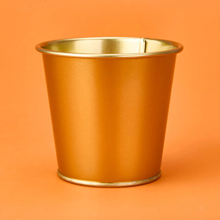 Paslanmaz Saksı - Gold - 12x10 cm
