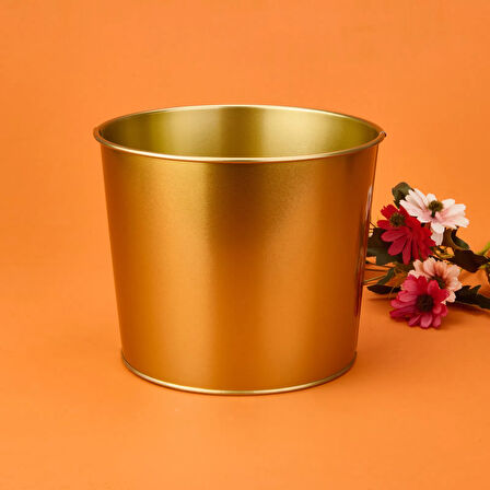 Paslanmaz Saksı - Gold - 22x18 cm