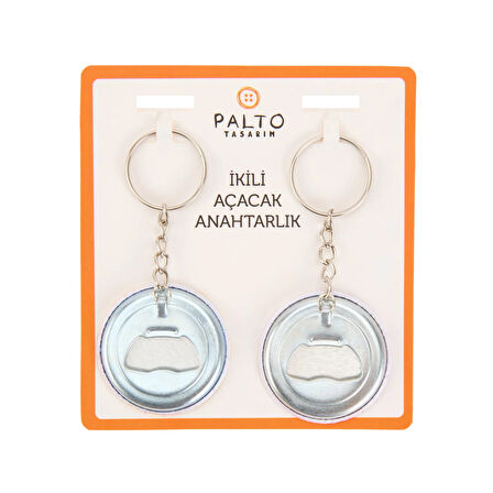 Tasarım Karım da Kocam 2'li Metal Anahtarlık Seti - Renkli - 10 cm