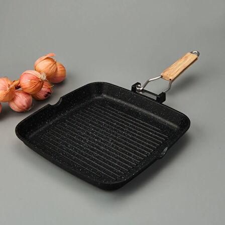 Döküm Grill Tava - Gri - 28x28 cm