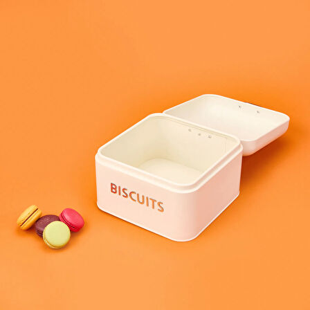 Galvaniz Bisküvi Kutusu - Krem - 3,5 lt