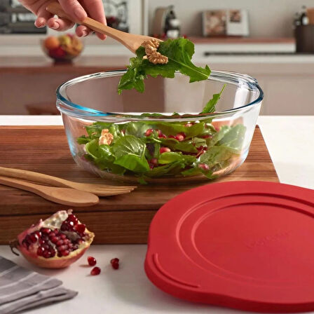 Kapaklı Borcam - Şeffaf / Kırmızı - 2,2 lt