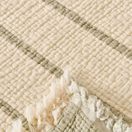 Soft Serena Tek Kişilik Yatak Örtüsü - Ekru / Haki - 170x230 cm