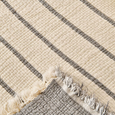 Soft Serena Çift Kişilik Yatak Örtüsü - Ekru / Antrasit - 230x250 cm