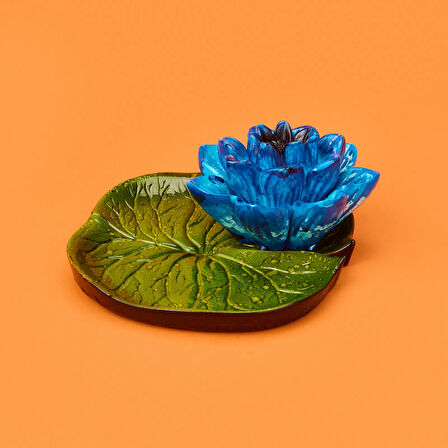 Deco Lotus Dekoratif Tabak - Mavi - 12 cm