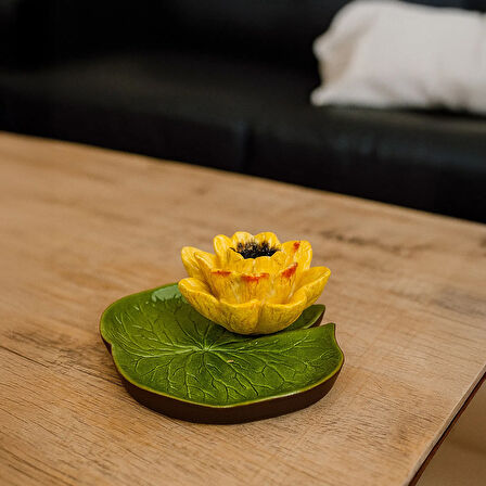 Deco Lotus Dekoratif Tabak - Sarı - 12 cm