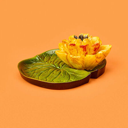 Deco Lotus Dekoratif Tabak - Sarı - 12 cm