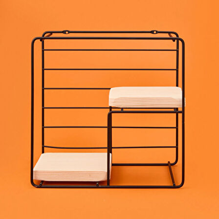 Dekoratif Dörtgen Raf - Siyah - 30 cm