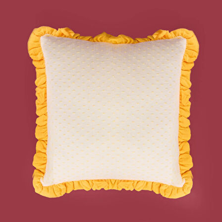 Soft Granny Summer Müslin Kırlent - Ekru / Hardal - 40x40 cm