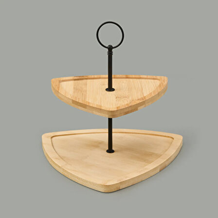 Houseware 2 Katlı Bambu Servis Seti - Asorti - 25 cm