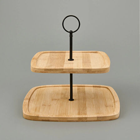 Houseware 2 Katlı Bambu Servis Seti - Asorti - 25 cm