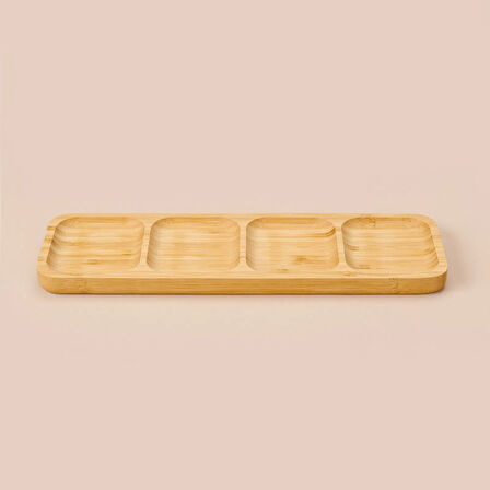 Houseware Bambu Servis Tabağı - Açık Kahverengi - 33 cm