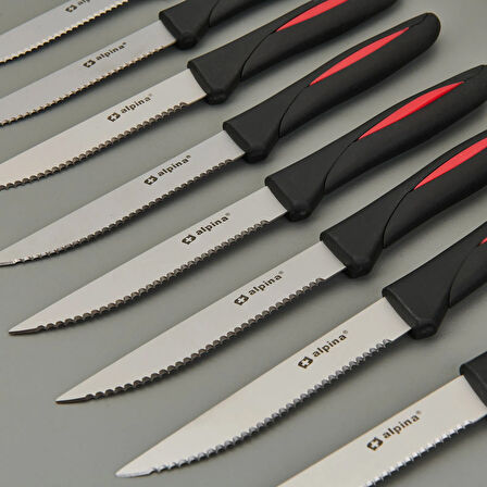 12'li Et Bıçağı Seti - Şeffaf / Gri - 22,8 cm