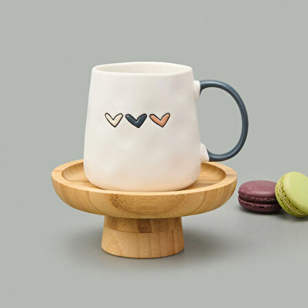 Kitchen Kalp Desenli Kupa - Krem - 450 ml