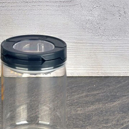 Vakumlu Cam Kavanoz - Şeffaf / Siyah - 400 ml