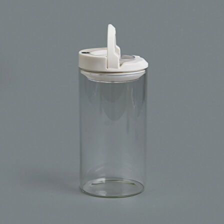 Vakumlu Cam Kavanoz - Şeffaf / Beyaz - 600 ml