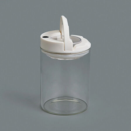 Vakumlu Cam Kavanoz - Şeffaf / Beyaz - 400 ml