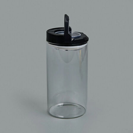 Vakumlu Cam Kavanoz - Şeffaf / Siyah - 600 ml