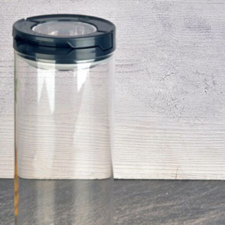 Vakumlu Cam Kavanoz - Şeffaf / Siyah - 800 ml