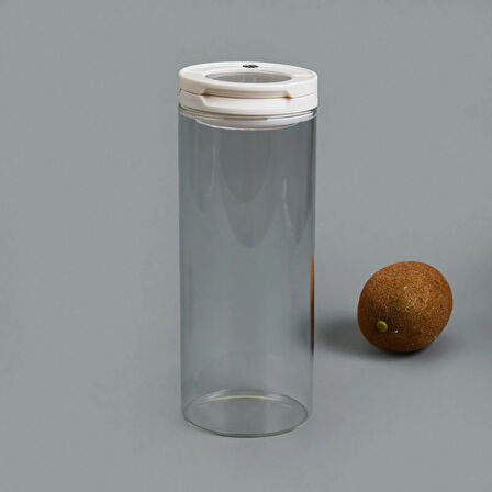 Vakumlu Cam Kavanoz - Şeffaf / Beyaz - 800 ml
