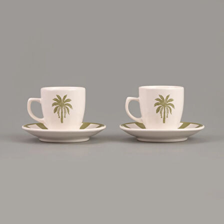 Kitchen Palm 4 Parça Kahve Fincanı Takımı - Renkli - 90 ml