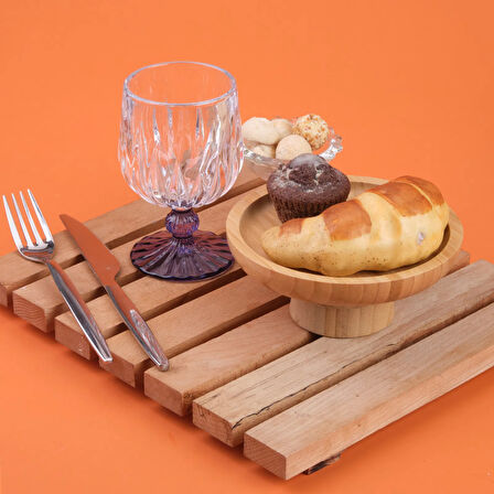 Kitchen Ayaklı Borosilikat Cam Bardak - Mavi / Şeffaf - 210 ml