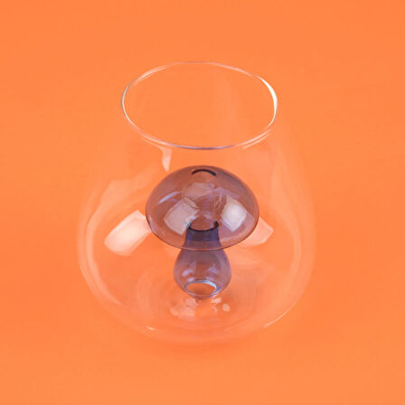 Kitchen Figürlü Borosilikat Cam Meşrubat Bardağı - Şeffaf / Mavi - 360 ml