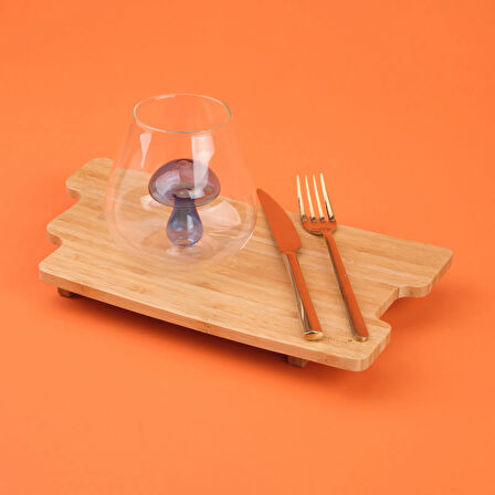 Kitchen Figürlü Borosilikat Cam Meşrubat Bardağı - Şeffaf / Mavi - 360 ml