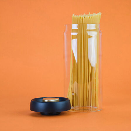 Frasco Vakumlu Saklama Kavanozu - Şeffaf / Siyah - 1,8 lt