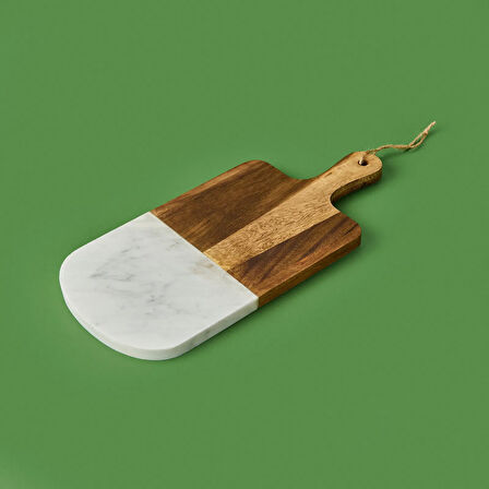 Kitchen Akasya Sunum Tahtası - Kahverengi / Beyaz- 33x15 cm