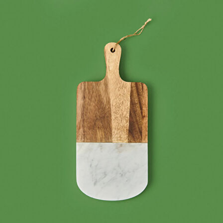 Kitchen Akasya Sunum Tahtası - Kahverengi / Beyaz- 33x15 cm