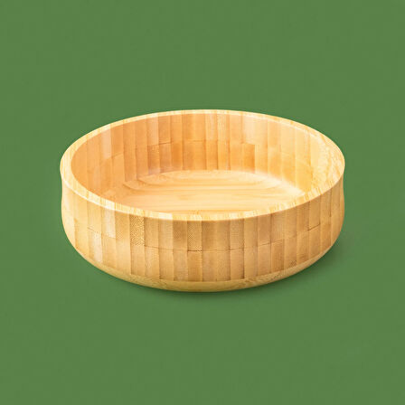 Orta Boy Bambu Kase - Açık Kahverengi - 18x6 cm