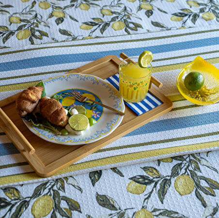 Kulplu Bambu Tepsi - Krem - 27x40 cm