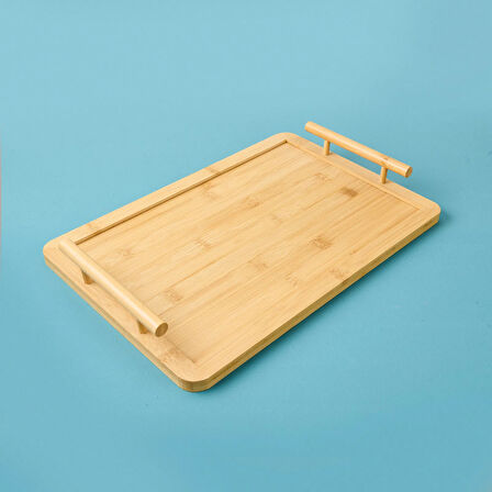 Kulplu Bambu Tepsi - Krem - 27x40 cm