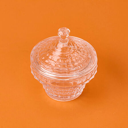Kristal Yuvarlak Cam Şekerlik - Şeffaf - 6 cm