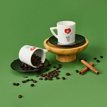 LMB-I02 Sevgi Temalı 2'li Fincan Takımı - Renkli - 90 ml