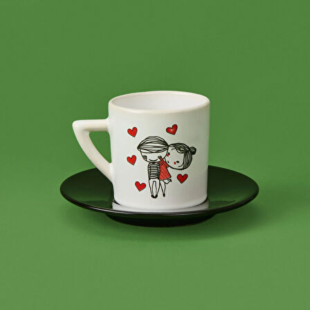 LMB-I01 Sevgi Temalı 2'li Fincan Takımı - Renkli - 90 ml