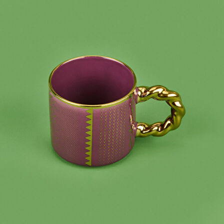 Gold Kulplu Porselen Kupa - Asorti - 420 ml