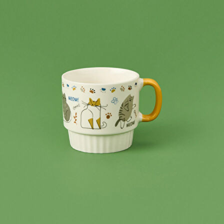 Renkli Porselen Kupa - Asorti - 420 ml