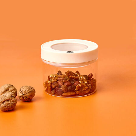 Vakumlu Erzak Kavanozu - Beyaz / Şeffaf - 690 ml