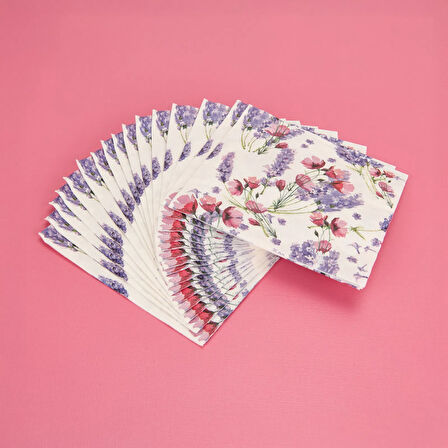 Houseware Çiçek Baskılı 16'lı Peçete - Asorti - 33x33 cm