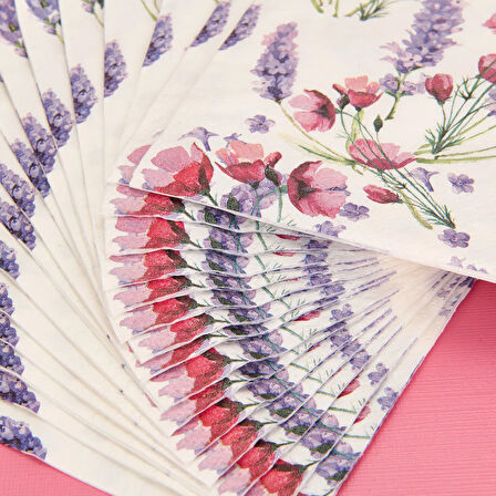 Houseware Çiçek Baskılı 16'lı Peçete - Asorti - 33x33 cm