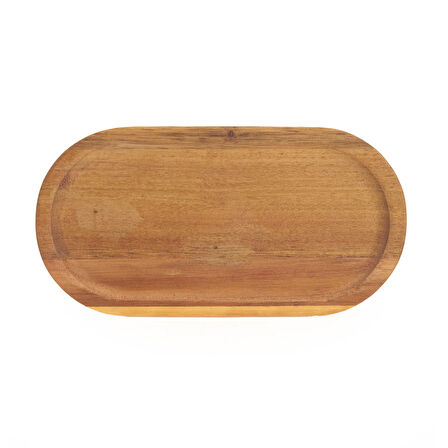 Akasya Oval Servis Sunum Tabağı - Kahverengi - 18,8x9,6x1,6 cm