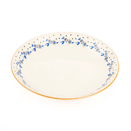 Porselen Robi Çukur Yemek Tabağı - Renkli - 19 cm