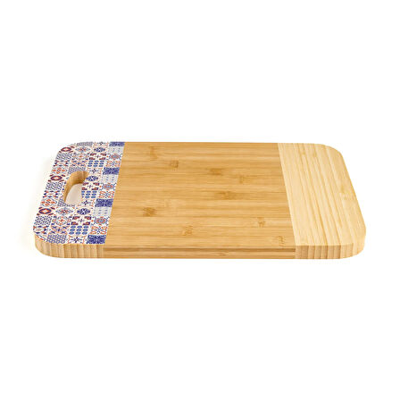 Desenli Bambu Kesme Tahtası - Bej - 36x25,5 cm