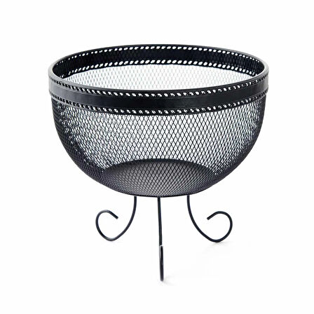 Design Aleyna Ayaklı Metal Meyvelik - Siyah