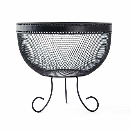 Design Aleyna Ayaklı Metal Meyvelik - Siyah
