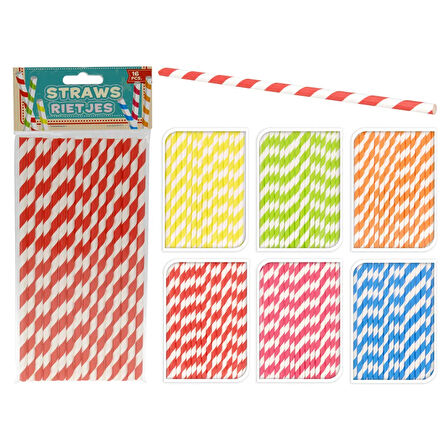 Houseware 16'lı Kağıt Pipet - Asorti