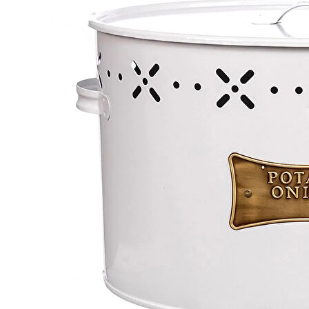 Metal Bölmeli Patates Soğan Kovası - Beyaz - 18 lt