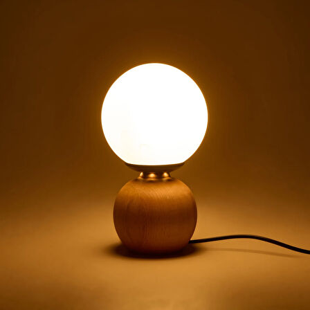 Lighting Opal Cam Top Abajur - Natürel / Beyaz - 26x15x15 cm
